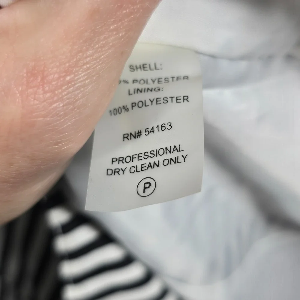 Calvin Klein Womens Blazer Size 8 Jacket Black White Striped One Button - Picture 4 of 9